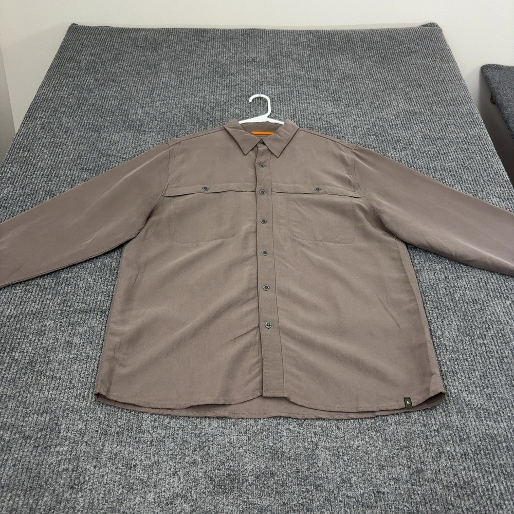 Royal Robbins Shirt Mens L Brown Rayon Polyester Button Down Outdoor Gorpcore